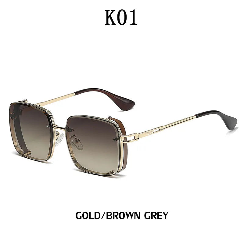 Square Punk Sunglasses For Men 2023 Luxury Steampunk Vintage Fashion Glasses Retro Shades Lunette De Soleil Homme Gafas De Sol