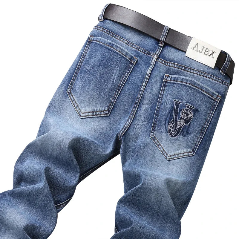 European Luxury Brand High-end Trendy Jeans Men's Slim Fit Fashion Versatile Casual Long Pants  Men Denim Y2k Clothes Men
