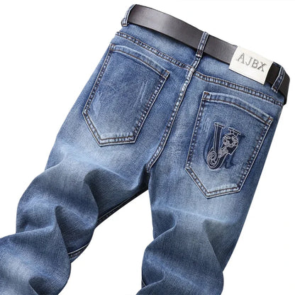 European Luxury Brand High-end Trendy Jeans Men's Slim Fit Fashion Versatile Casual Long Pants  Men Denim Y2k Clothes Men