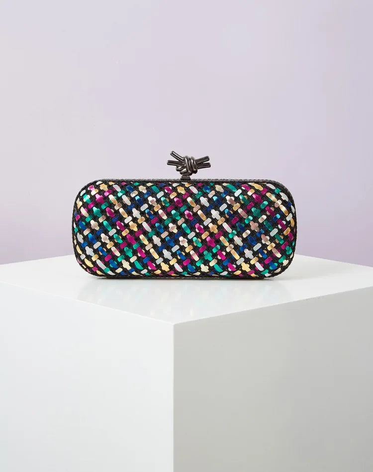 Hand Woven Clutch Purse Luxury For Women 2025 New High Grade Party Wedding Prom Mixed Colors Evening Bag Elegant Trend Chain Bag