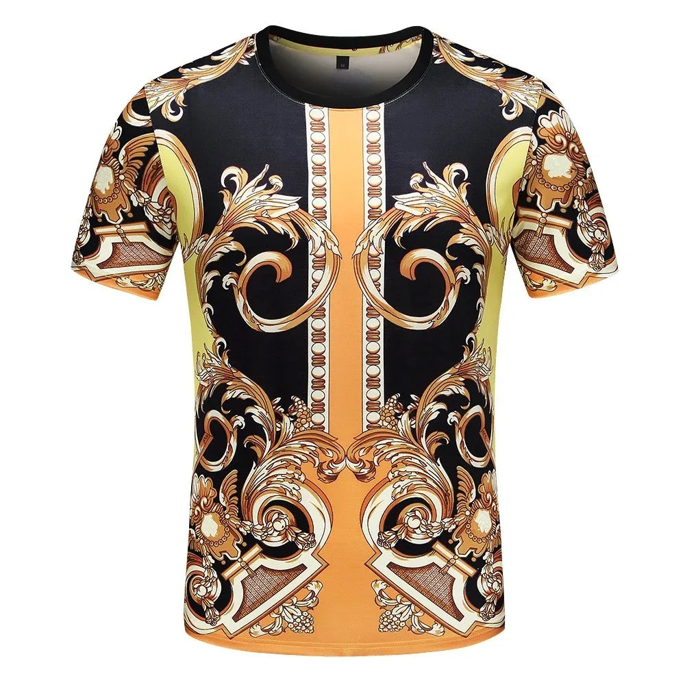 Men's And Women's Summer Casual T-shirts 3D Printed Shirts Retro Luxury Royal Flowers Street Fashion Oversized Clothing Tops