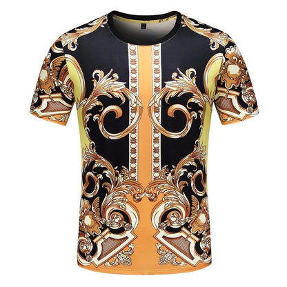 Men's And Women's Summer Casual T-shirts 3D Printed Shirts Retro Luxury Royal Flowers Street Fashion Oversized Clothing Tops