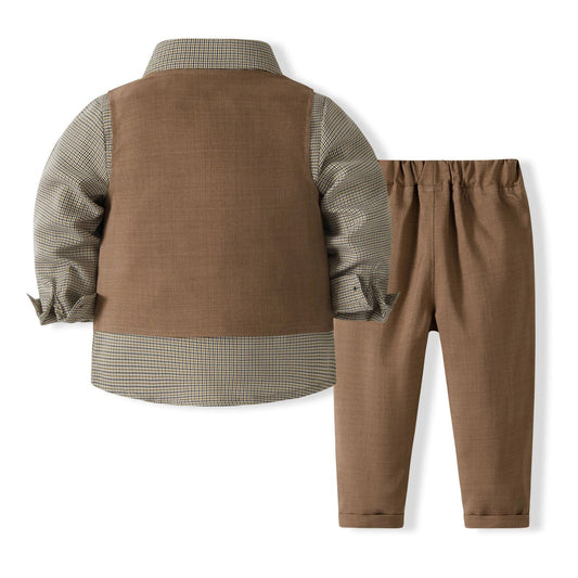 1-6 Years Formal Gentleman Vest Suit for Baby Boys Spring Autumn Kids Birthday Anniversary Clothing Sets Children Party Clothes