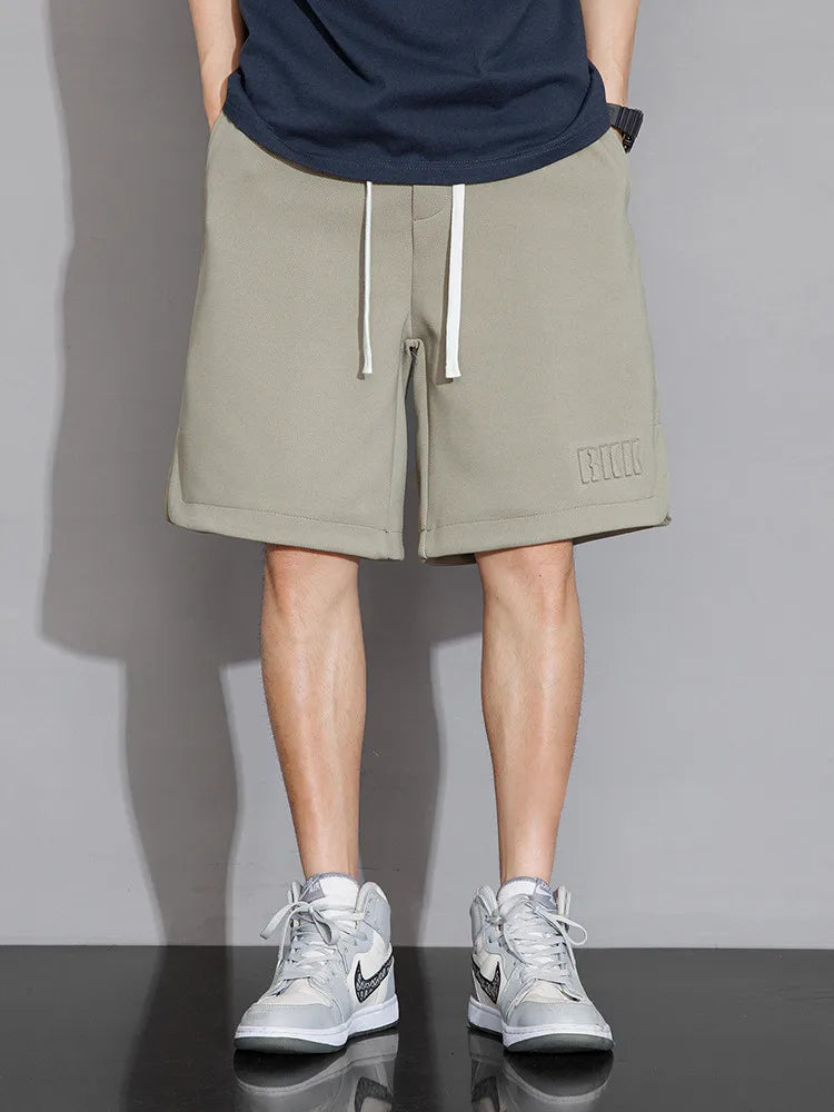 Summer Men's Sport Shorts Knee-Length Straight Loose Short Pants Streetwear Drawstring Knitted Sweat Casual Shorts Big Size 8XL