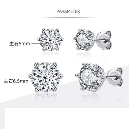 Real 0.5ct/1ct/2ct D Color Moissanite 925 Sterling Silver Gold Plated Stud Earrings For Women Wedding Fine Jewelry Gift
