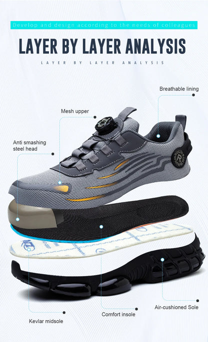 Indestructible Steel Toe Protective Safety Shoes Slip Resistant Abrasion Resistant Work Shoes Men Tough Comfortable Sneaker ﻿