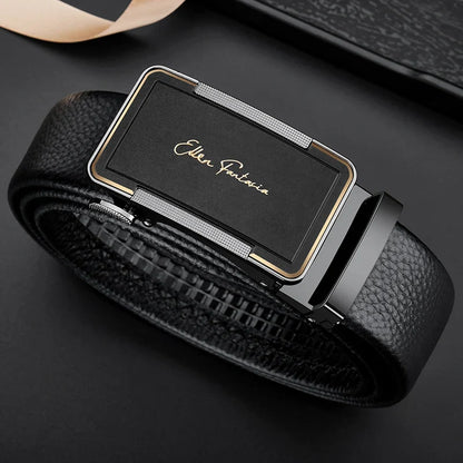 Men's Leather Belt High Quality Genuine Leather, Adjustable Automatic Belt with Alloy Buckle Ratchet, Designer Belt for men