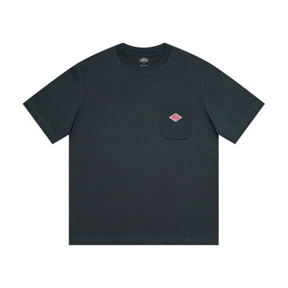 Hot sales Men Women Pure Cotton Embroidery T-Shirt Short Sleeve Tees Simple Solid Pocket Fashion Brand Exports Japan style