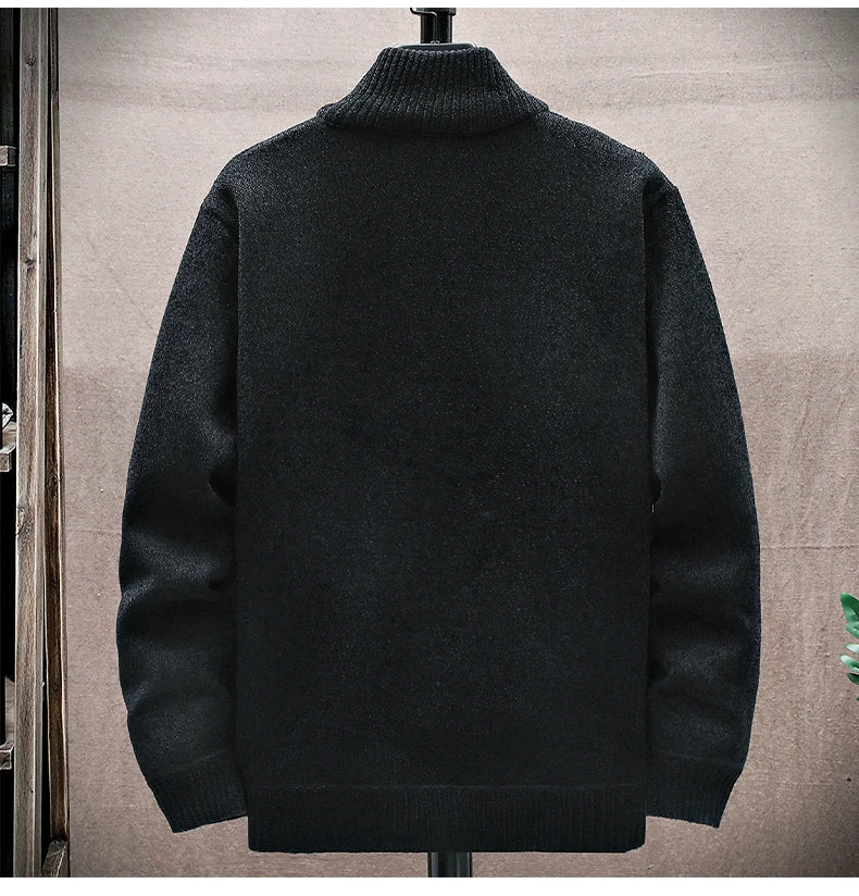 New Men's Fleece Cardigan Sweater Embroidery Casual Knit Sweater Jacket High Quality Male Autumn Winter Clothing