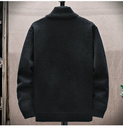 New Men's Fleece Cardigan Sweater Embroidery Casual Knit Sweater Jacket High Quality Male Autumn Winter Clothing