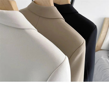 Women Blazers 2025 New Spring Autumn Loose Casual Suit Jackets Double Breasted Suit Collar Fashion Chic Cuff Design Female Tops