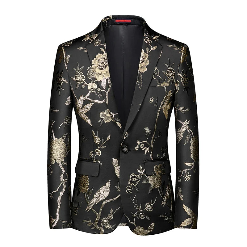 2026 New Men's Pink Embroidered Suit Jacket, Wedding Party Dress Coat, Fashionable Slim Male Blazers, Asian Size M-5XL 6XL