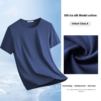 47% Cotton 47% Modal 6% Spandex T Shirt Men Short Sleeved Summer Round Neck Undershirt Plus Size Men's Solid Color Tops Tees