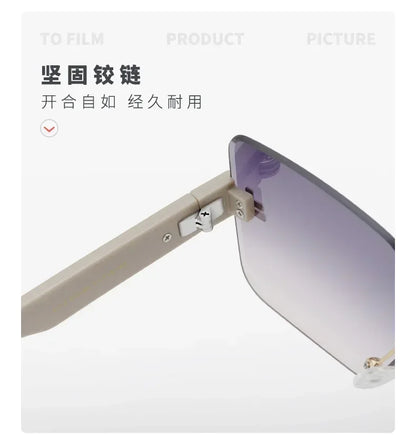 2025 New Fashion Gradient Sunglasses Women Square POLARIZED Ladies Sun Glasses Girls Rimless Vintage Luxury UV400 Gafas De Sol