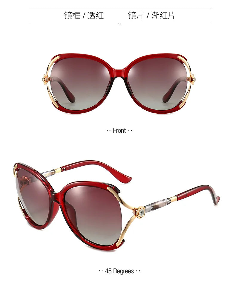 2026 Fashion High-End Women's Polarized Sunglasses Oversize Mode Retro Sunglasses Glasses Outdoor Sun Protection UV Protection