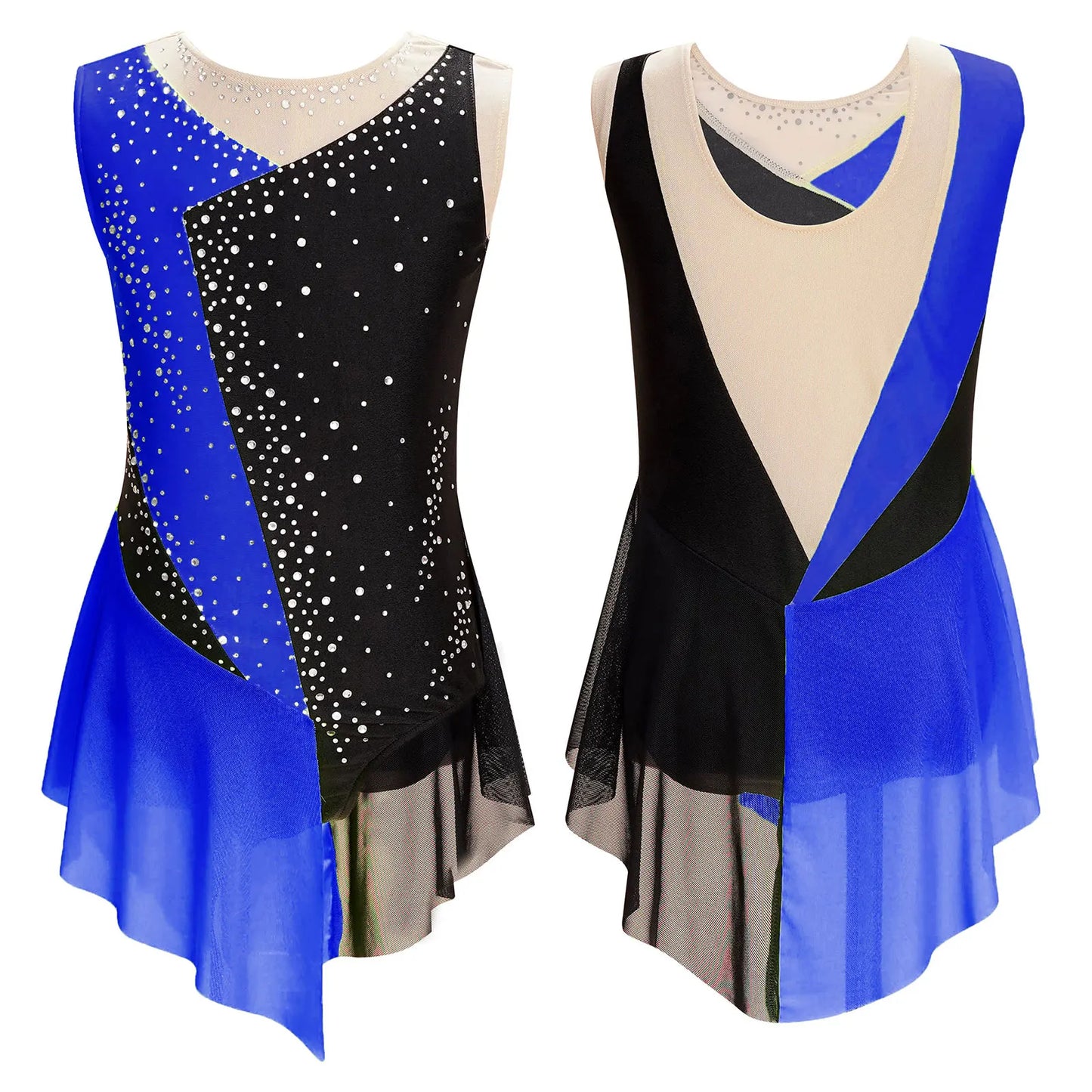 Kids Girls Sparkly Rhinestone Ballet Jersey Leotard Dress Toddler Gymnastics Artistic Figure Skating Dance Leotards Costume