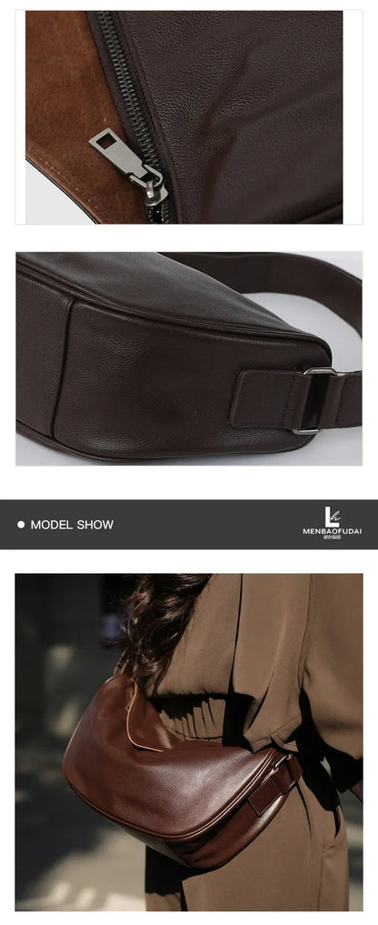 Real Cow Leather High Quality Crossbody Bag for Women Shoulder Bag Top Layer Cowhide Ladies Vintage Fashion Crossbody Handbag