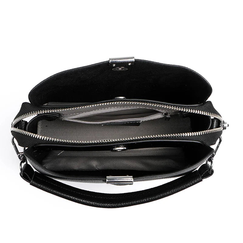 100% cowhide Bag Casual Women Hobos Handbags Bucket Bags New Women's Fashion Handbags Retro Solid Color Leather Shoulder wallet