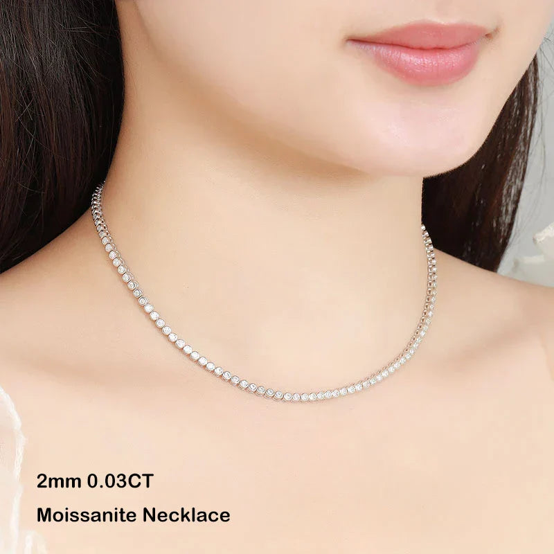 Sparkling 2/3mm Full Moissanite Tennis Bracelet for Women Party S925 Silver Plated 18K Pass Diamond Test Bezel Bracelets