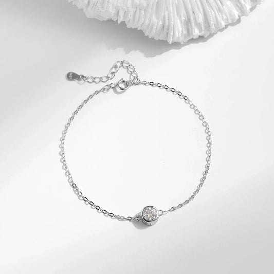 Bracelet Moissanite 0.5CT en Argent Sterling 925, Chaîne Classique Maillons Breloques Bracelets pour Femmes, Bijoux de Mariage de Luxe