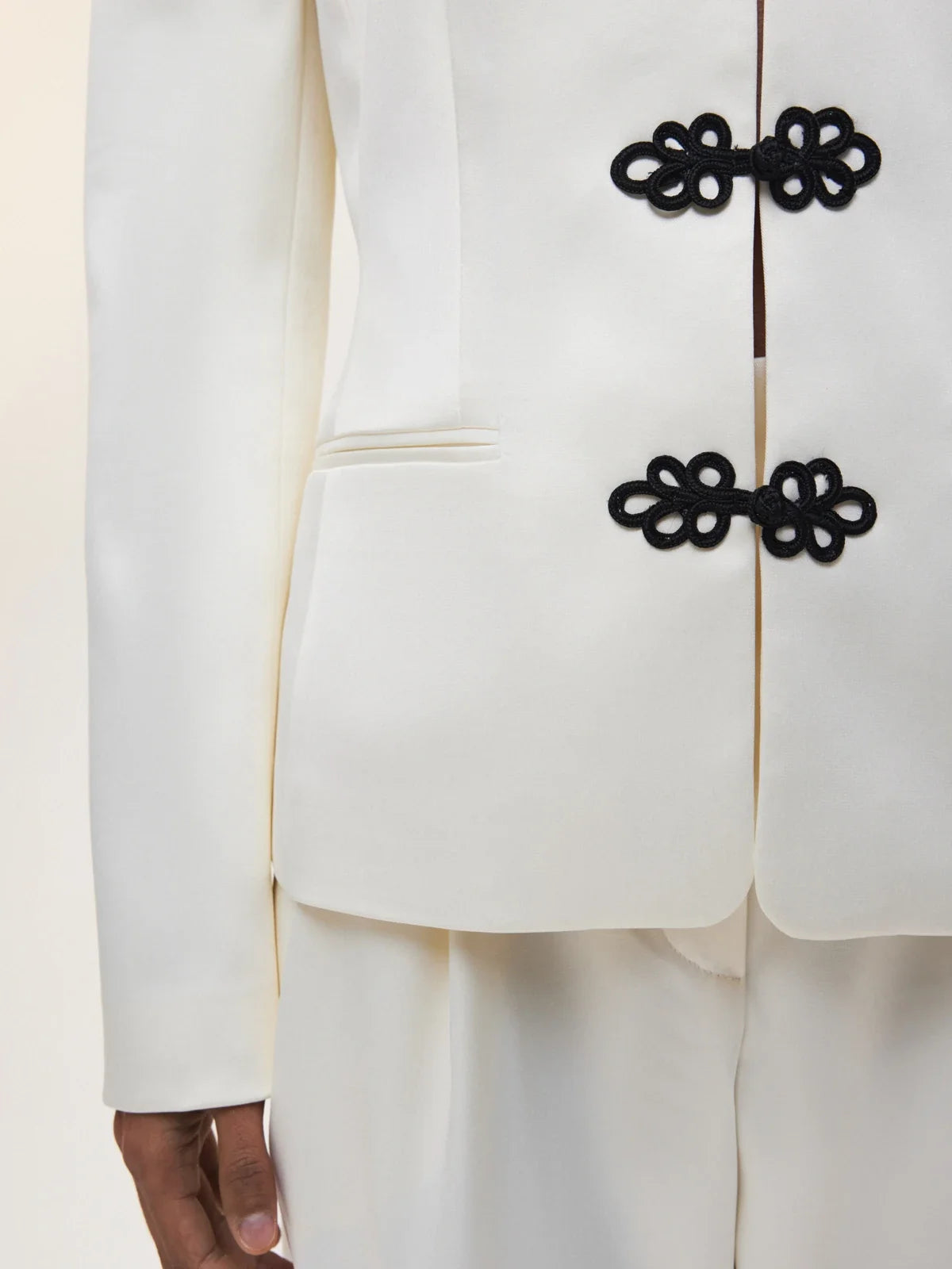 Women's Spring Summer Satin Mandarin Collar Knot Button Blazer Chic Formal Casual Wear 2026 Trendy Feminine Fashion Coat