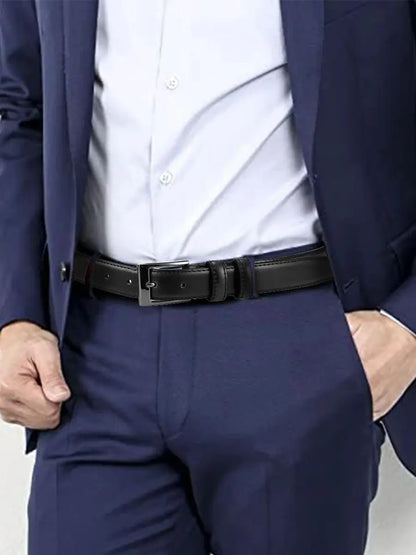 Belt, Men's Leather, Casual Pants, Men's Cowhide, Young People, Simple Denim, Middle-Aged Belt, Young People, Retro Needle Buckl