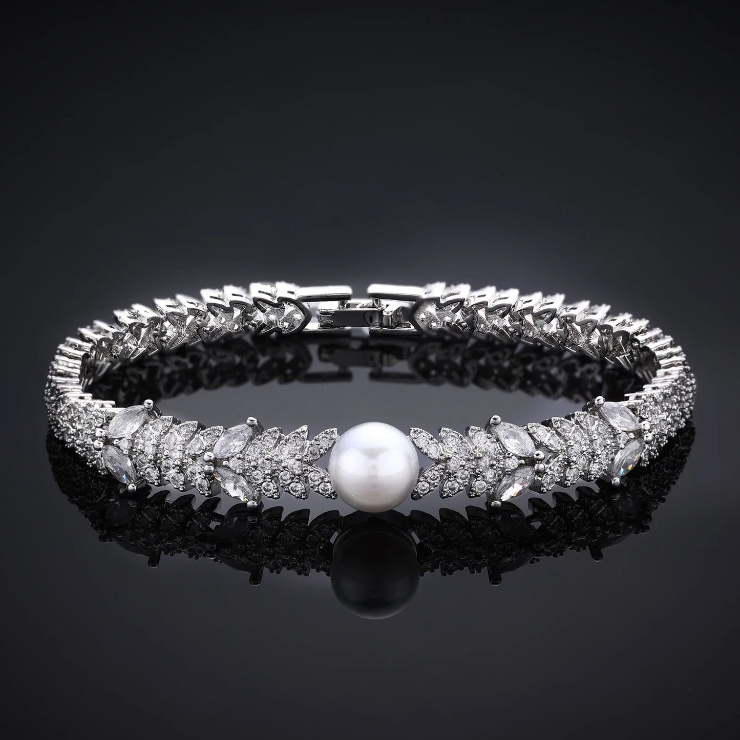 2023 New Cubic zirconia Pearl Necklace Earrings Set of 4 Women's Wedding Party All Zircon Dubai Bridal Jewelry Set Gift