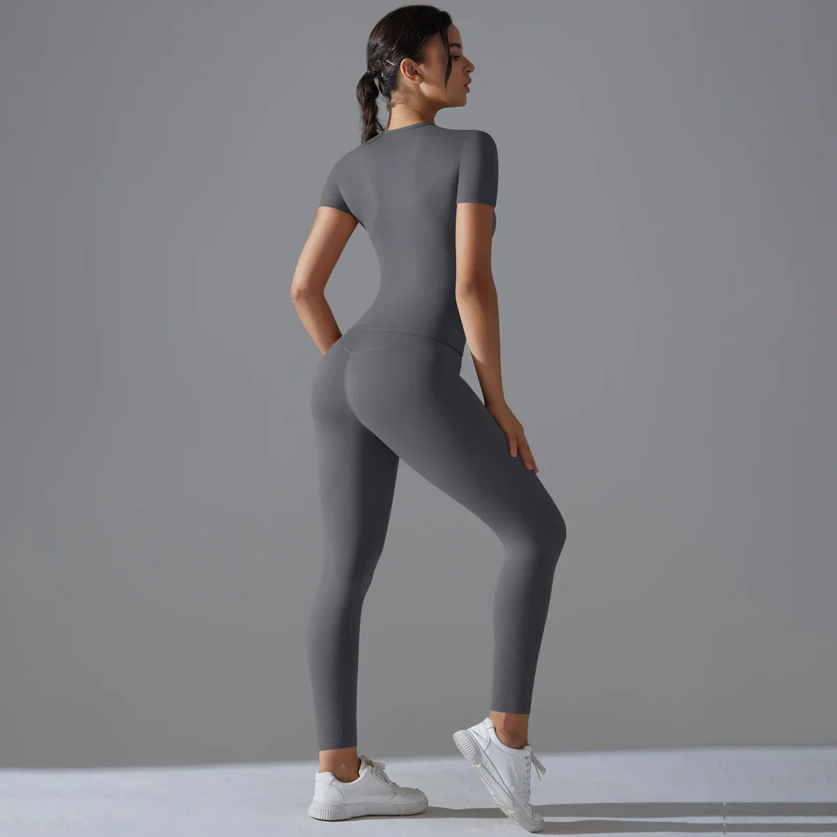 Quick-Drying Gym Leggings Set Yoga Suit Sports Set Sleeve Breathable Stretchy GYM Yoga Slim Fitness Active Top Tight Yoga Pant