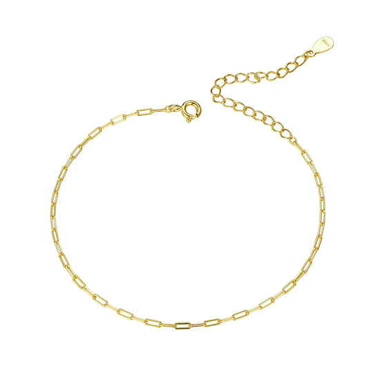 Véritable bracelet en argent sterling 925 simple en or, chaîne de câble de base, maillons creux pour femmes, bijoux de mode, deux couleurs SCB221