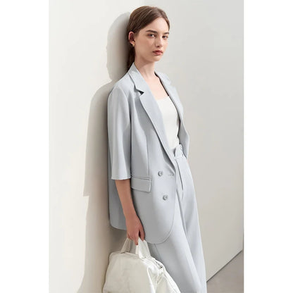 Minimalism 2024 Summer New Commuter Fashion Loose Blazer High Waist Casual Solid Pants Women's Clothes Separately 12442201