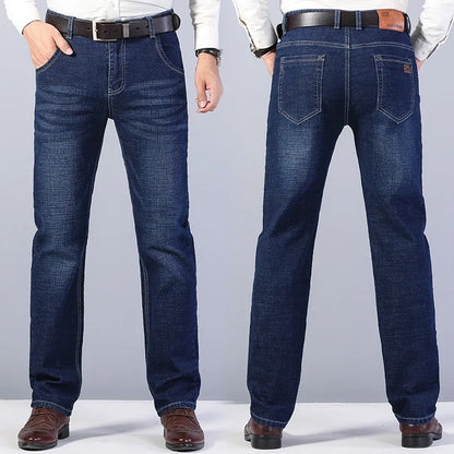 2026 New Men's Stretch Regular Fit Jeans Business Casual Classic Style Fashion Denim Trousers Male Black Blue Gray Pants