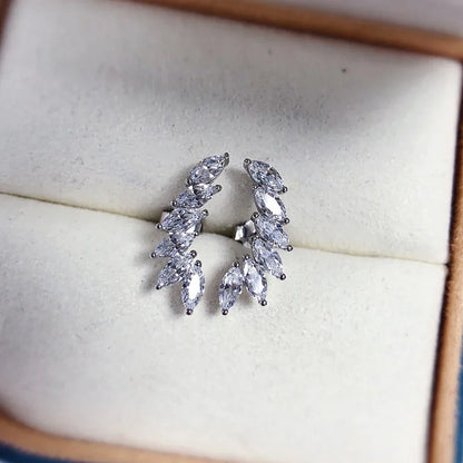 6-stone Marquise Cut Moissanite Diamond Stud Earrings for Women 925 Sterling Silver Plated 18k Gold Wing Shape Ear Studs
