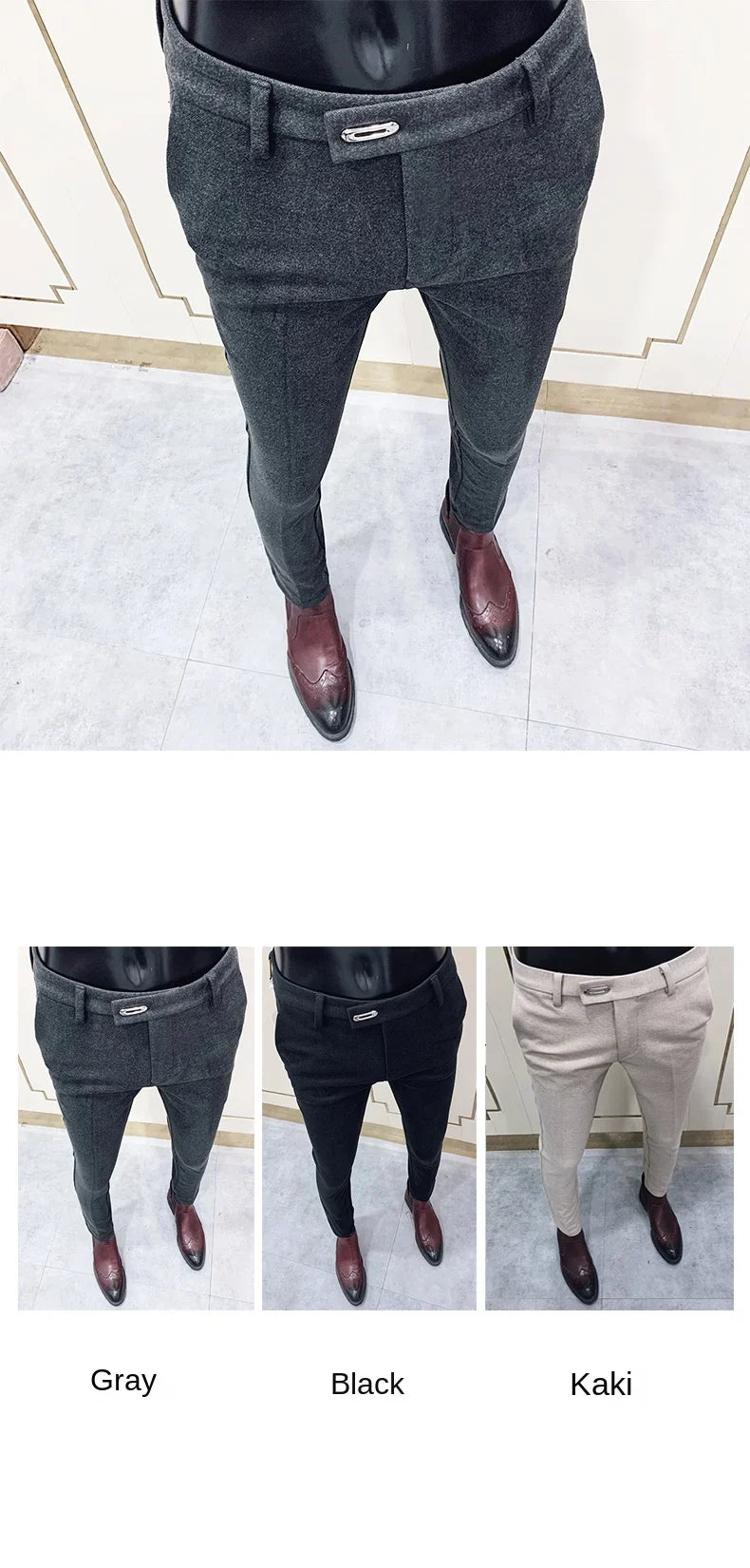 2025 Winter Men Suit Pants Woolen Thicken Keep Warm Formal Trousers Pantalones Hombre Solid Casual Slim Fit Pants Men Clothing