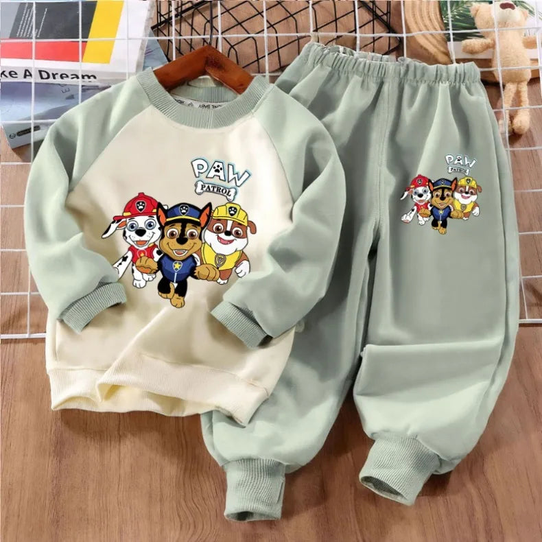 Print Kids Sport Clothes Sets Spring Fall Boys Spliced Sweatshirt 2-piece Suit Kids O Neck Hoodies  Trousers 2pcs Set