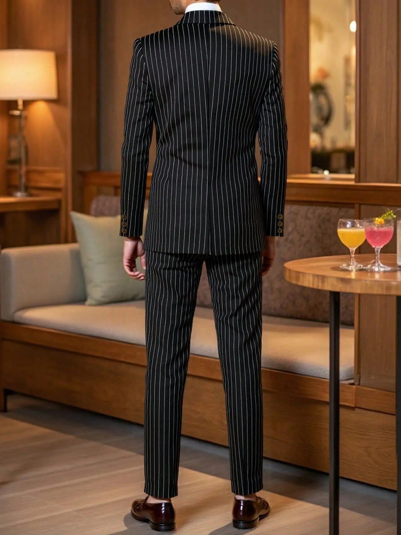 Men's Suit Sets Men's Striped Suits Dress Pants for Business Dinners and Weddings