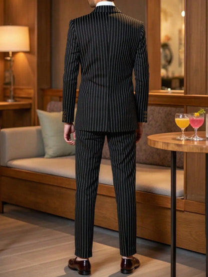 Men's Suit Sets Men's Striped Suits Dress Pants for Business Dinners and Weddings