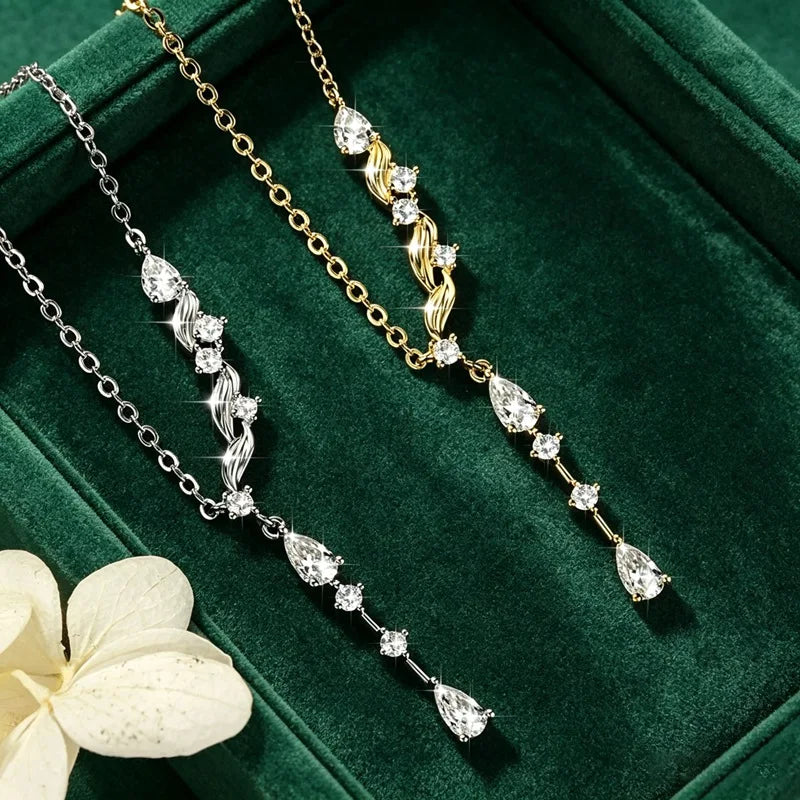 Marquise/Round/Rectangular Cut Moissanite Pendant Necklace For Women Three Stone Irregular Moissanite Diamond Necklace