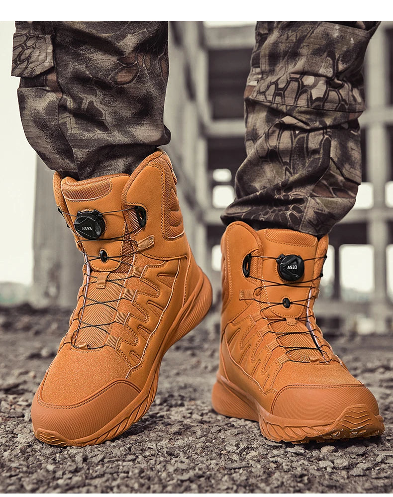New Men Tactical Boots Brand Army Boot Military Ankle Hiking Shoes Safety Desert Work Climbing Shoes Waterproof High Quality