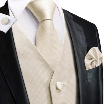 Men's Silk Vests Fashion Dark Green Floral Jacquard Handkerchief Cufflinks Necktie Sleeveless Wistcoat Sets Wedding Party