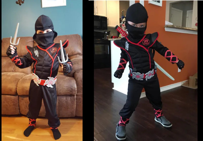 Black Ninja Costume Anime Ninja Toy Set Fighting Samurai Costume Mask Children's Holiday Best Gift