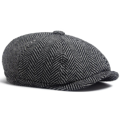 New Retro Herringbone Newsboy Cap For Men Autumn Winter Warm Beret Women Fashion Vintage Hat Hip Hop Female Flat Caps Berets