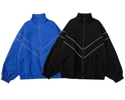 Men High Street Patchwork Color Black Windbreaker Coats Hip Hop Varsity Jacket Women Spring Autumn Thin Fashion College Jackets