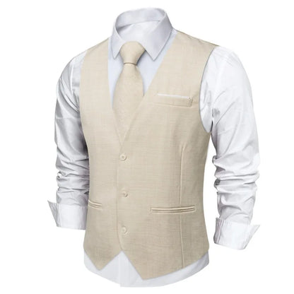 Fashion Men Vest Blue Single Breasted V Neck Solid Waistcoat For Wedding Birthday Party Prom Business Daily Casual Men Suit Vest