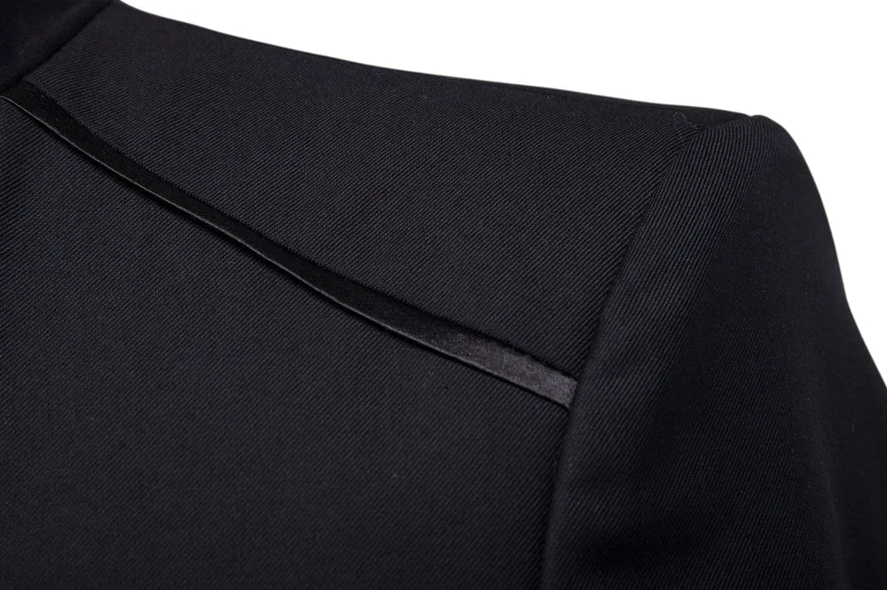 Black Stand Up Collar Blazer Coat, Men's Wedding Party Dress Jacket Fashion Slim Fit Single Breasted Jaqueta, Asian Size M-5XL
