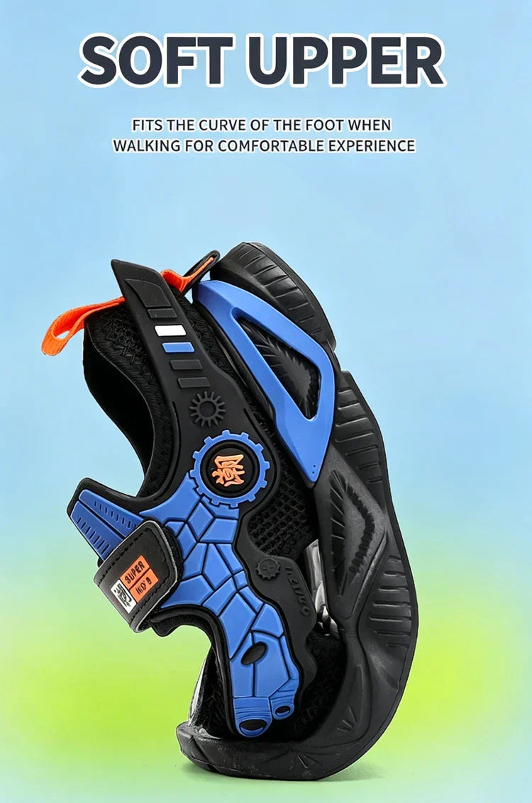 Summer Kids' Sandals Boys Soft Bottom Casual Beach Shoes School Students Comfortable Flat Walking Sandials