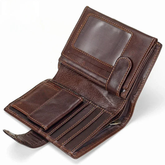 Nouveau portefeuille homme en cuir de vachette véritable Portefeuilles, porte-monnaie, pochette, fermoir, de qualité supérieure, rétro, court, plusieurs fentes pour cartes