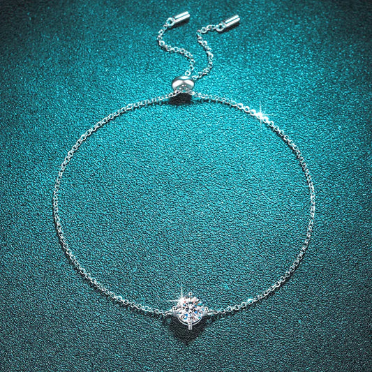 Bracelets en zircon/moissanite 1 carat de 6,5 mm pour femme, chaîne réglable classique, diamant de laboratoire, 100 % argent sterling 925