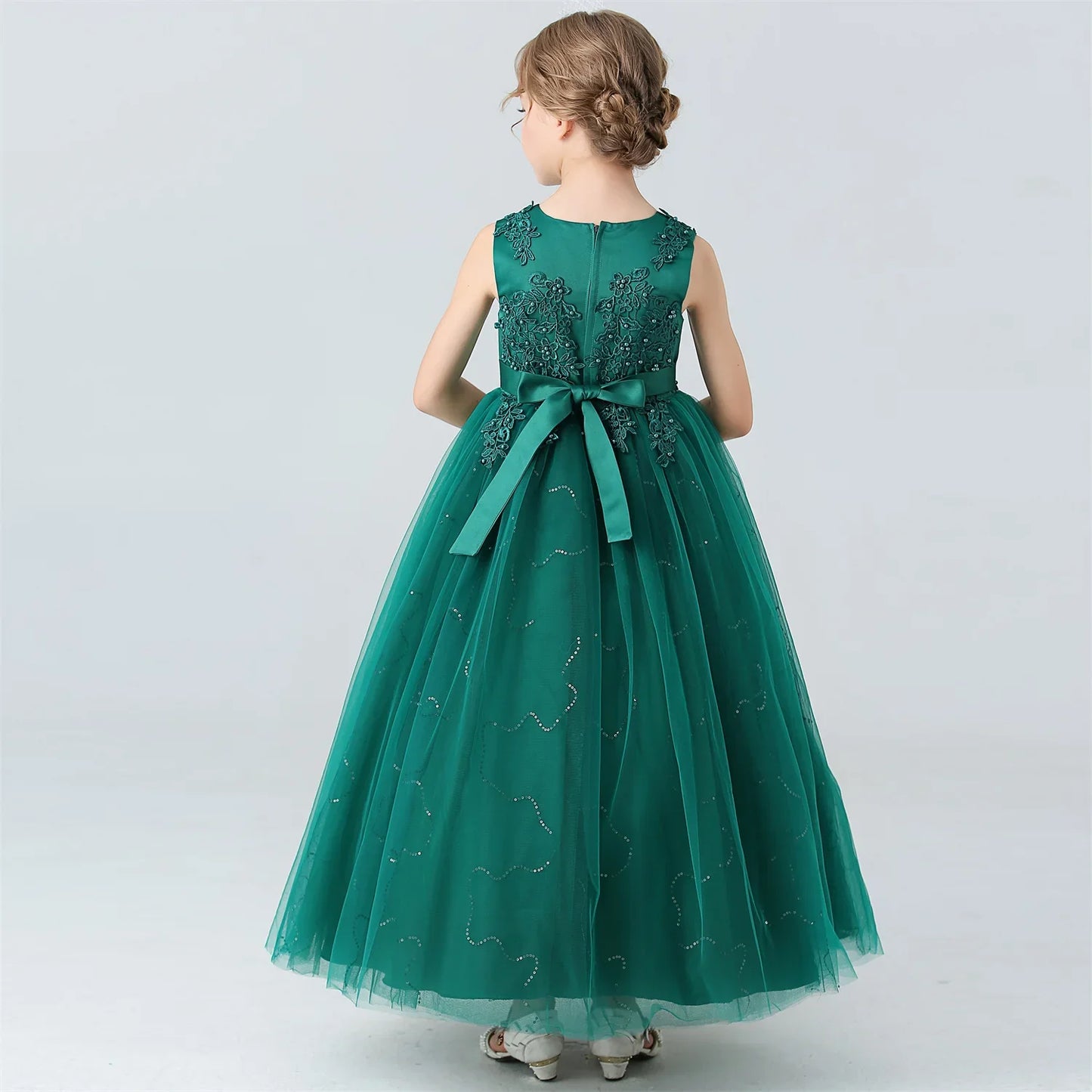 BX683 Kids Dresses For Girls Lace Dress Gown Princess Clothes Children Formal Evening Party Flower Girls Wedding Vestidois