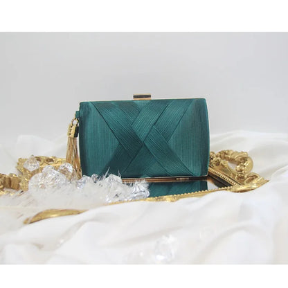 Silky Satin Tassel Banquet Bag, Women Elegant Chain Evening Clutch, Cheongsam Fashion Handbag
