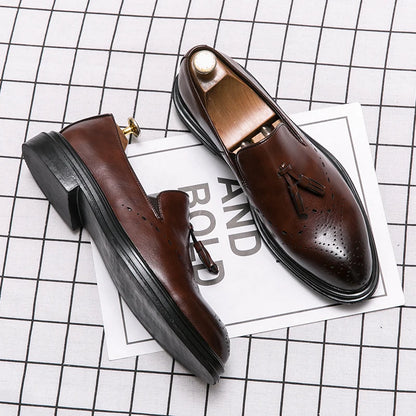Brand Mens Leather Office Flats Wedding Banquet Luxury Loafers Comfortable Designer Oxfords Business Formal Korean Shoes for Men